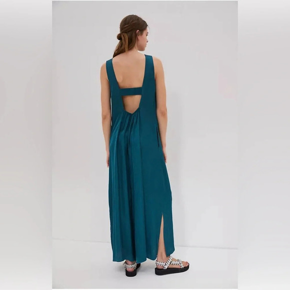 ANTHROPOLOGIE Juniper Wide Leg Jumpsuit in Dark Turquoise - Picture 2 of 10